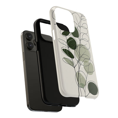 Green Tough 2.0 Magsafe Phone Case for iPhone - Muted Eucalyptus Sketch
