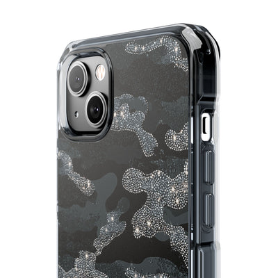 Glitter Shadow Camo · Clear Impact Magnetic Phone Case for iPhone · Black