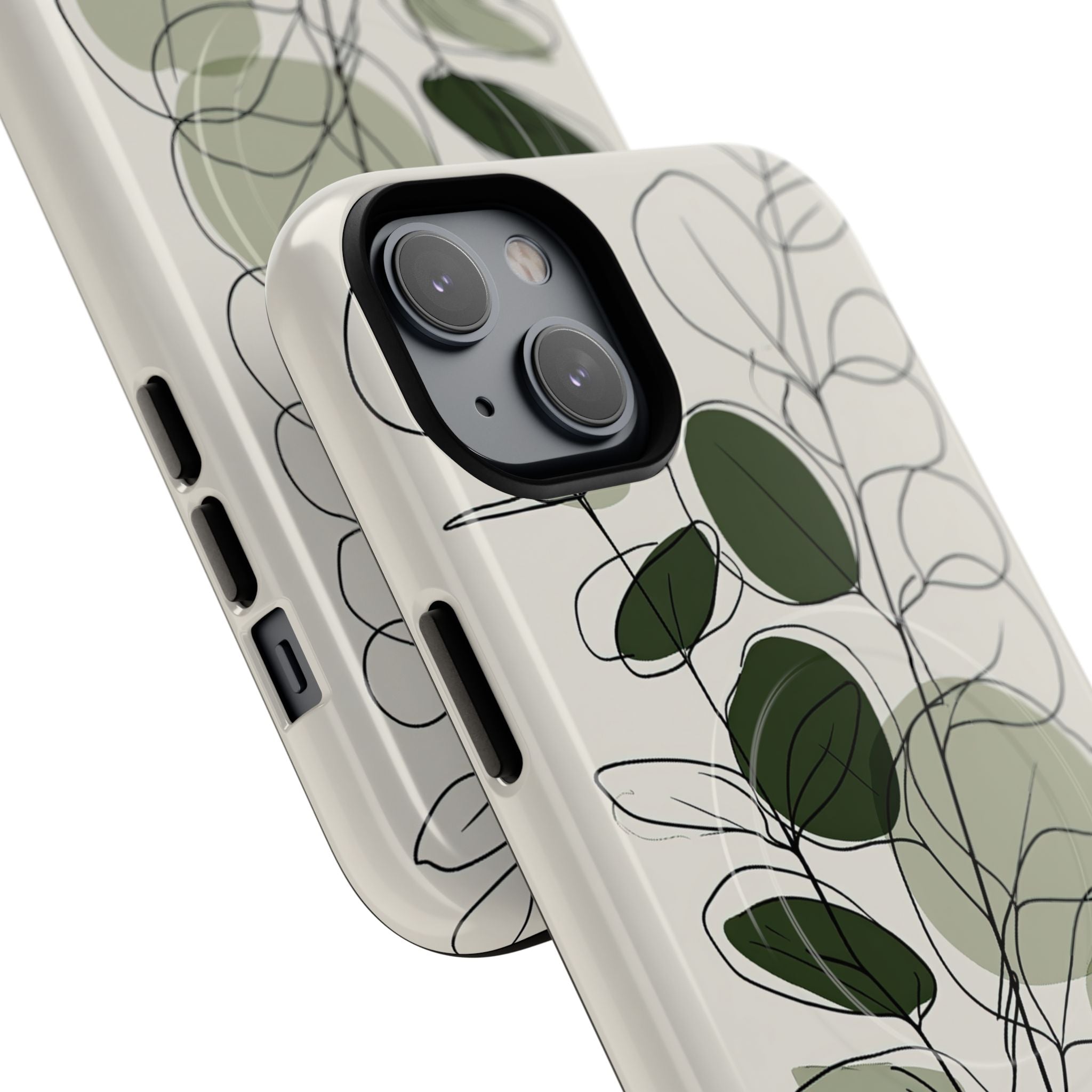 Green Tough 2.0 Magsafe Phone Case for iPhone - Muted Eucalyptus Sketch