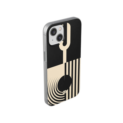 Black Lite Phone Case for iPhone - Ivory Signal Grid