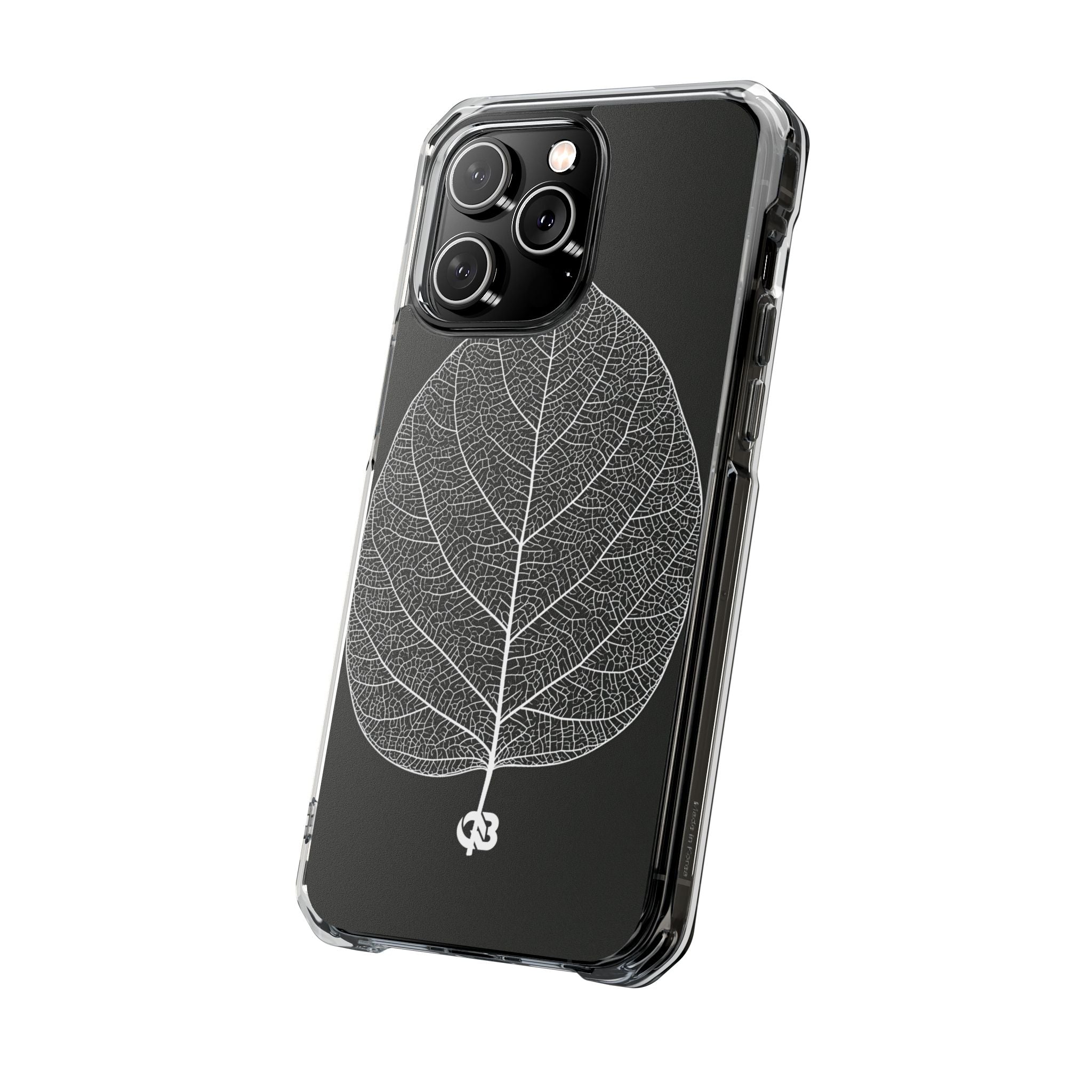 Black Impact MagSafe Phone Case for iPhone - Bleached Leaf Lattice