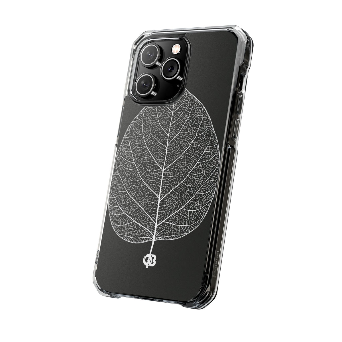 Monochrome Leaf Skeleton · Clear Impact Magnetic Phone Case for iPhone ·  Black