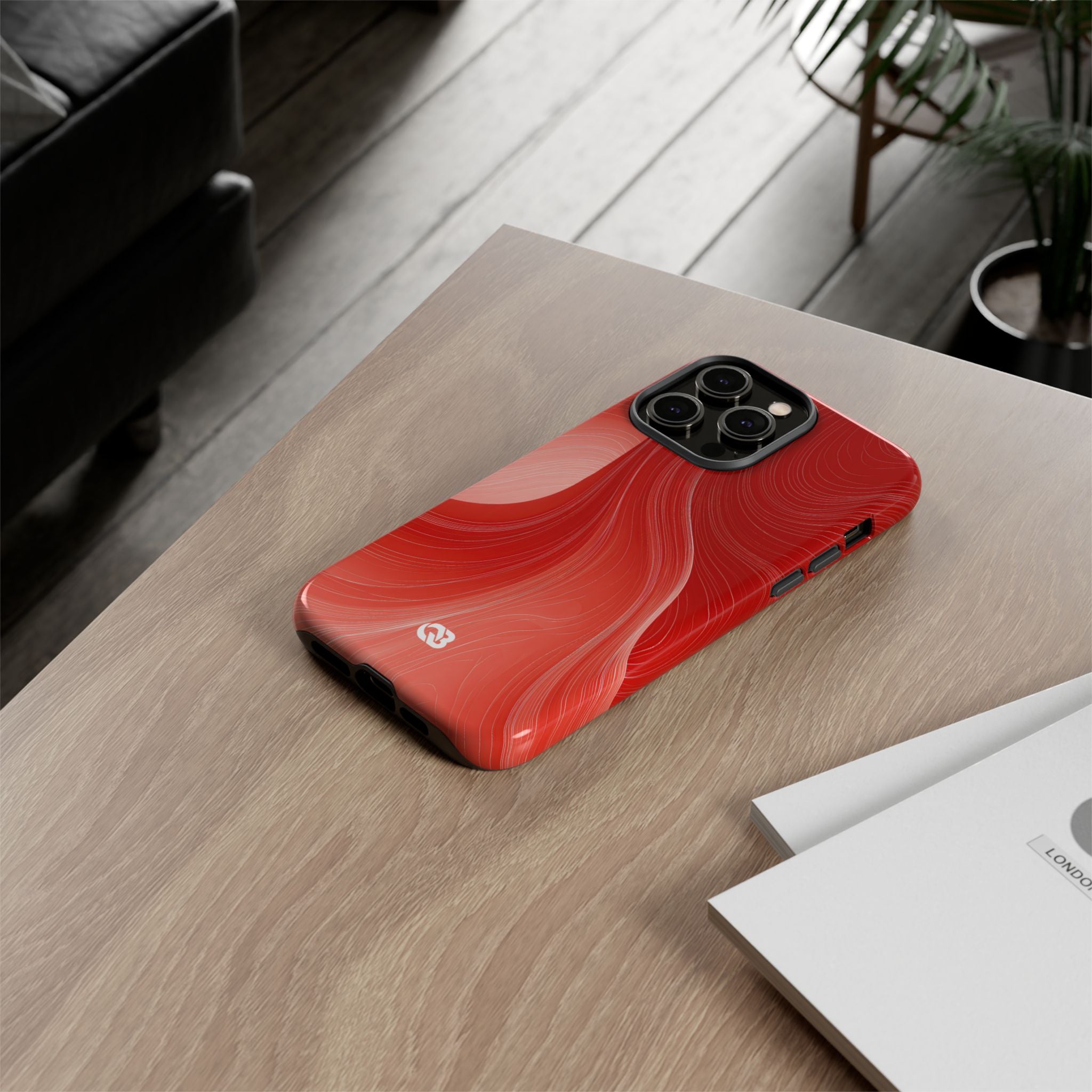 Red Tough Phone Case for iPhone - Crimson Silk Strands