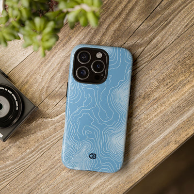 Blue Tough Phone Case for iPhone - Glacial Ridge Topo
