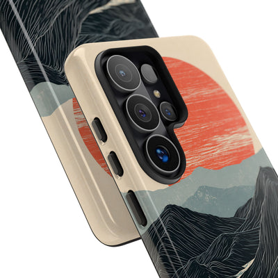 Beige Tough Phone Case for Samsung - Crimson Ridge Flow