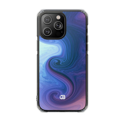Azure Fluid Swirl · Clear Impact Magnetic Phone Case for iPhone · Blue