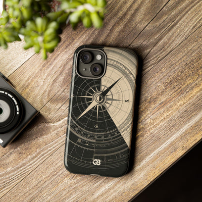 Beige Tough Phone Case for iPhone - Obsidian Nautical Blueprint