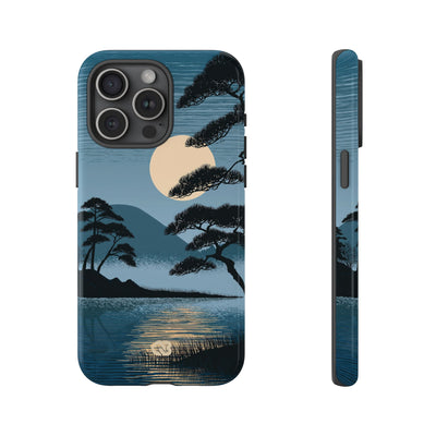 Blue Tough Phone Case for iPhone - Midnight Kyoto Pine