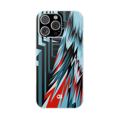 Blue Lite Phone Case for iPhone - Glitch Peak Cyan