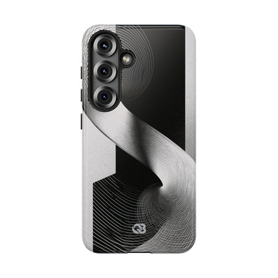 Grey Tough Phone Case for Samsung - Obsidian Moiré Wave