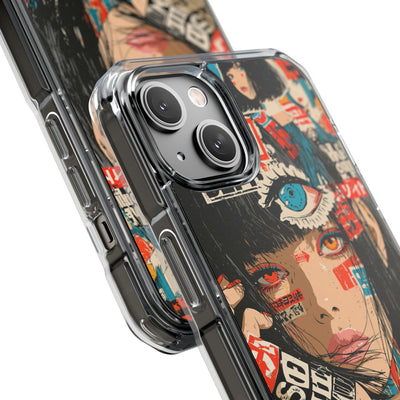 Shibuya Street Collage · Clear Impact Magnetic Phone Case for iPhone · Red