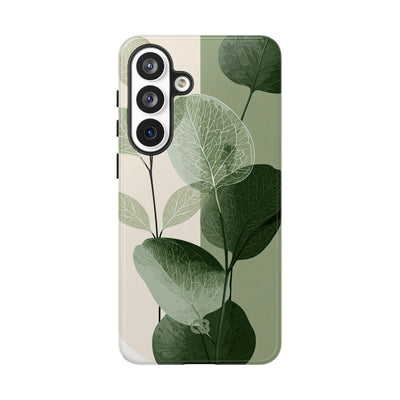 Green Tough Phone Case for Samsung - Sage Leaf Skeletals