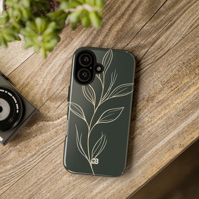 Minimal Botanical Stem · Tough Phone Case for iPhone · Green