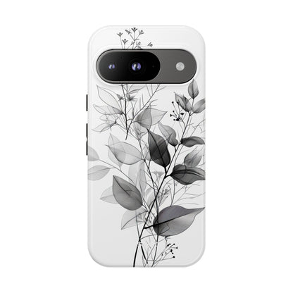 Veined Leaves Gray Google Pixel 9 Case - Tough