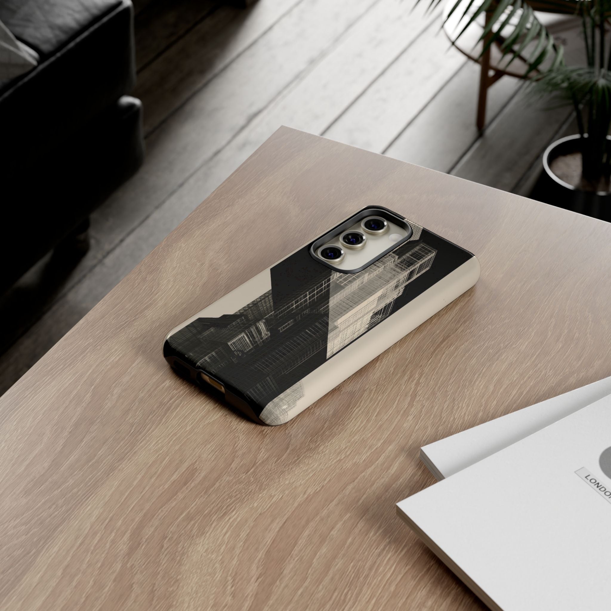 Beige Tough Phone Case for Samsung - Monolith Urban Grid