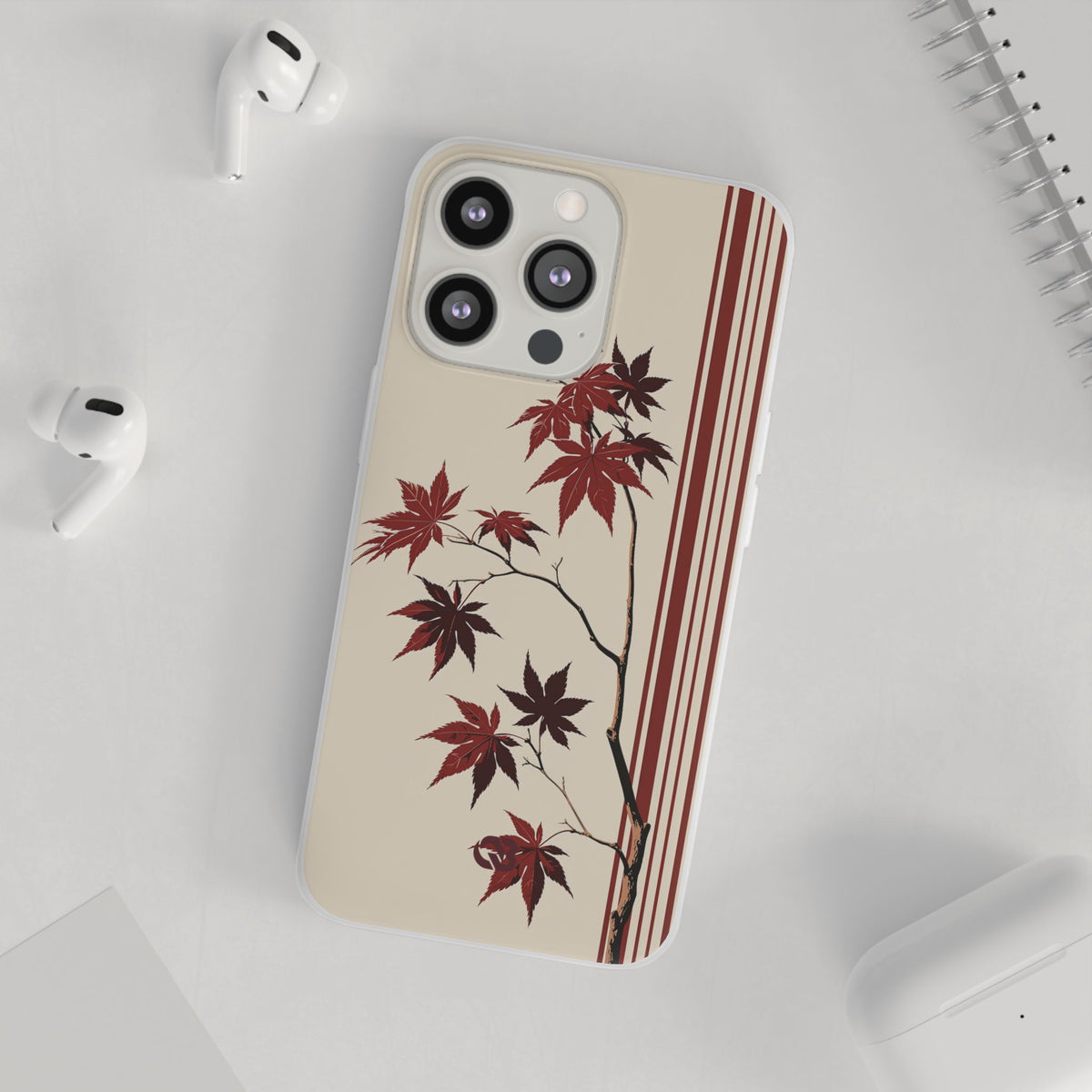 Crimson Maple Branch · Lite Phone Case for iPhone ·  Beige