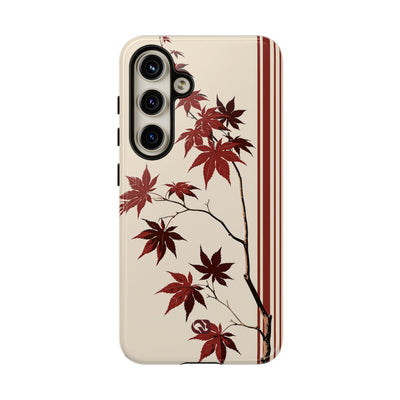 Red Tough Phone Case for Samsung - Crimson Momiji Stripe