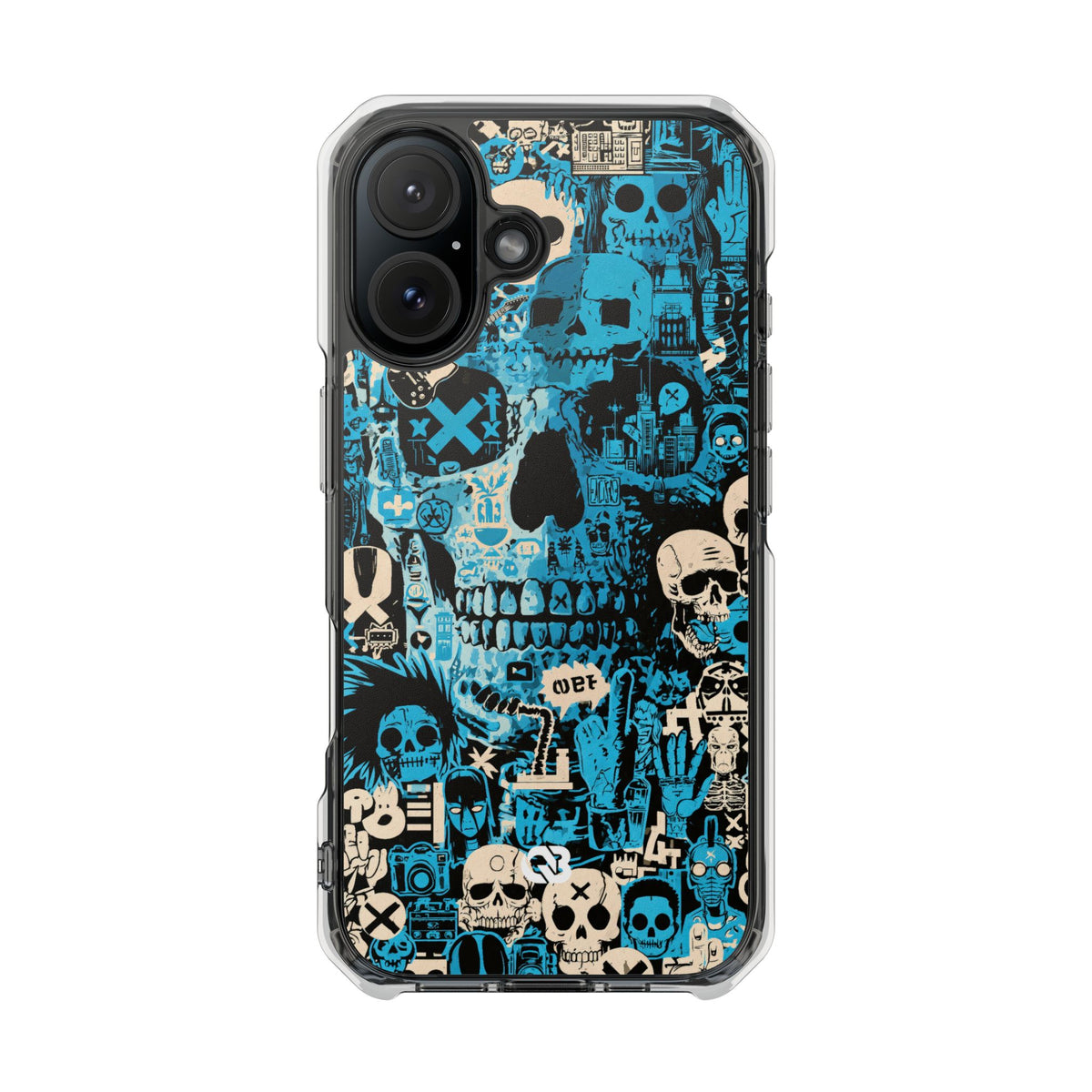 Electric Skull Graffiti · Clear Impact Magnetic Phone Case for iPhone · Blue