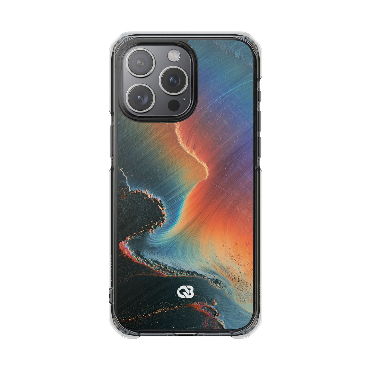 Prismatic Aura Shift · Clear Impact Magnetic Phone Case for iPhone · Blue