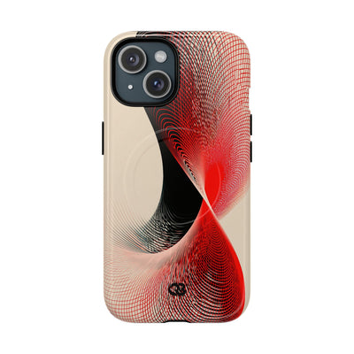 Red Tough 2.0 Magsafe Phone Case for iPhone - Crimson Grid Vortex