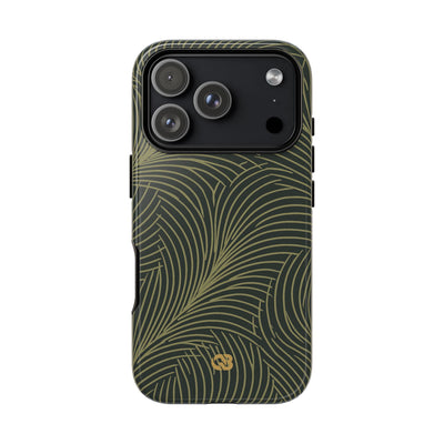 Green Tough Phone Case for iPhone - Dark Olive Plume
