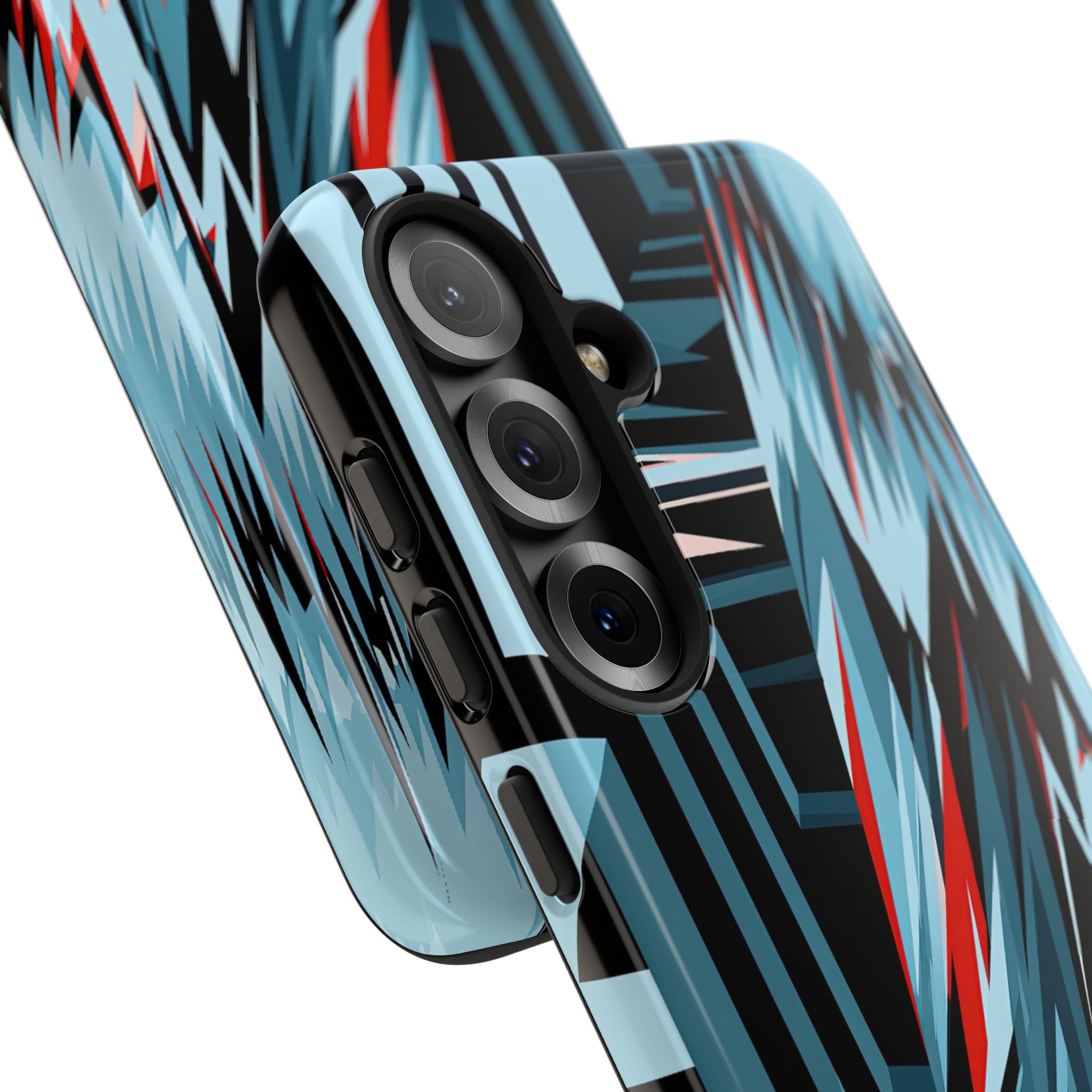 Blue Tough Phone Case for Samsung - Glitch Peak Cyan