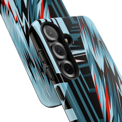 Blue Tough Phone Case for Samsung - Glitch Peak Cyan