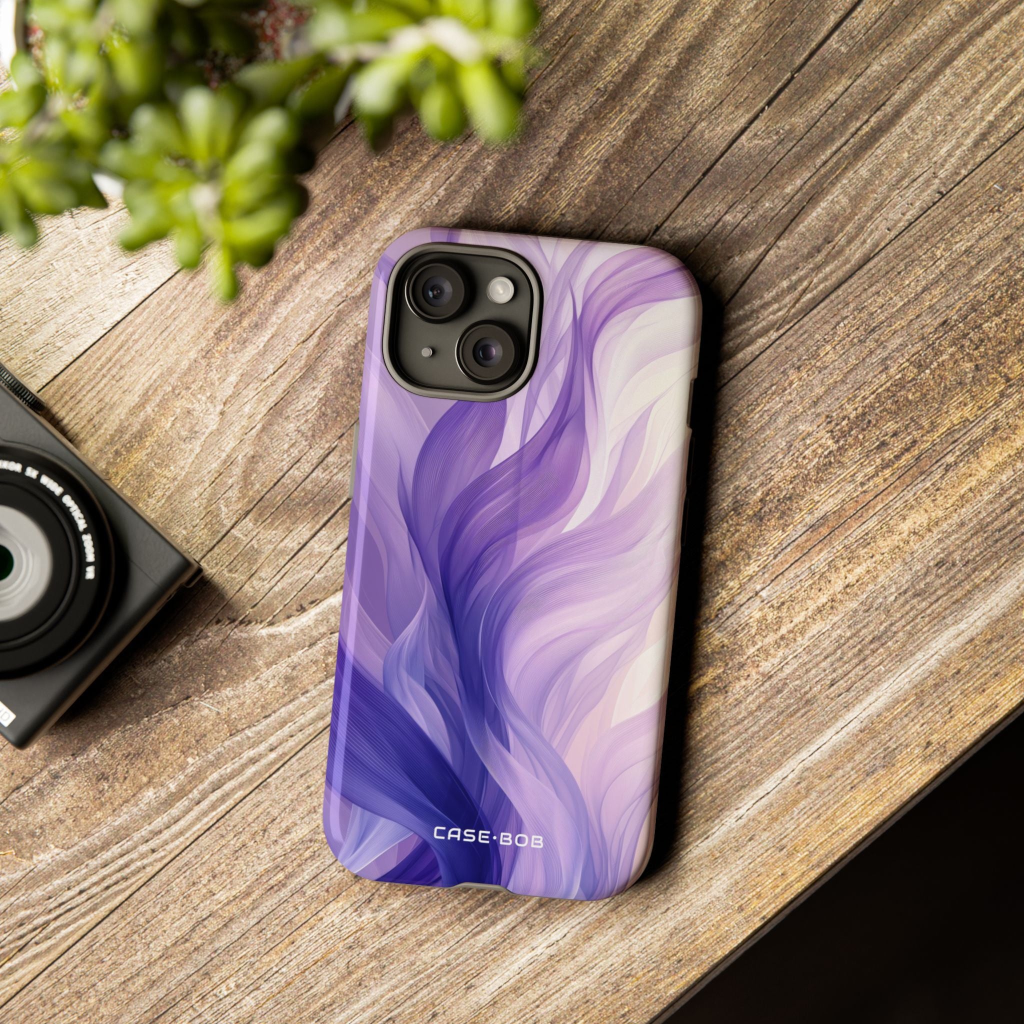 Purple Ribbon Waves iPhone 15 Case - Tough