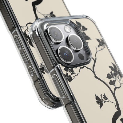 Beige Impact MagSafe Phone Case for iPhone - Obsidian Bonsai Silhouette