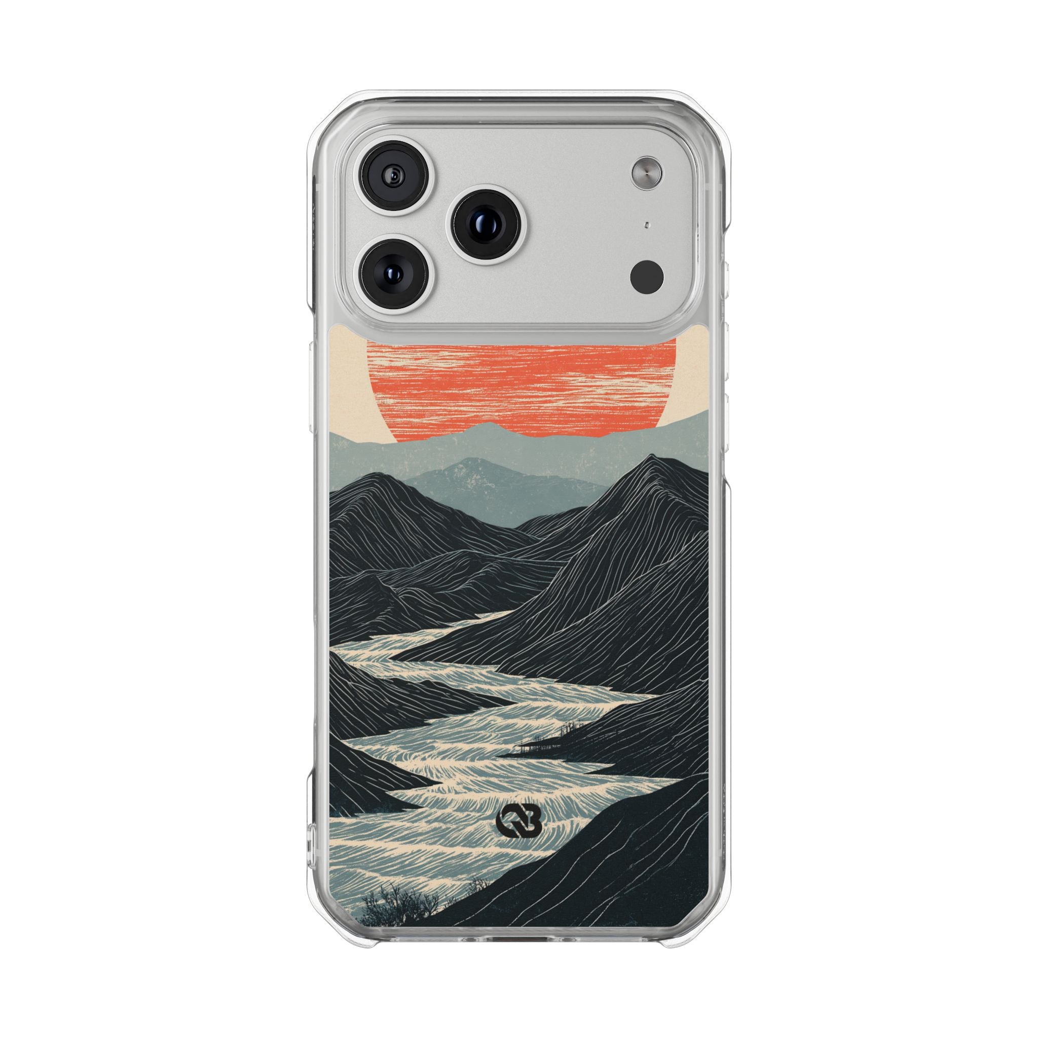 Beige Impact MagSafe Phone Case for iPhone - Crimson Ridge Flow