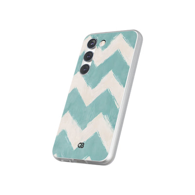Teal Painted Chevron · Soft Phone Case for Samsung
