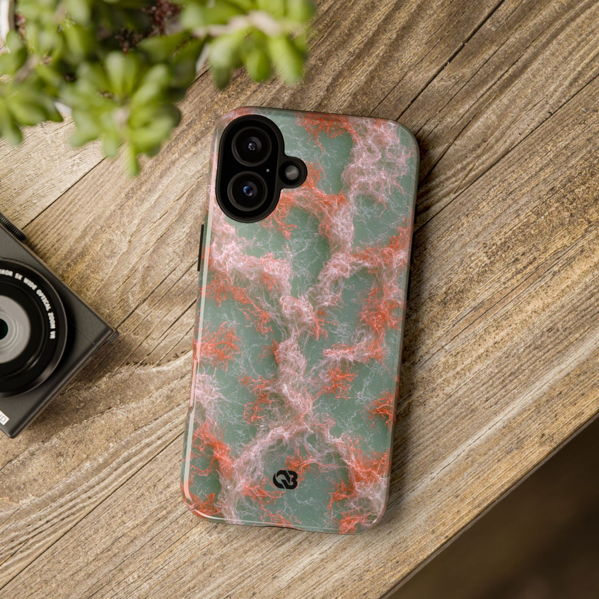 Coral Pixel Matrix · Tough Phone Case for iPhone · Green