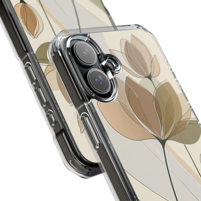 Beige Impact MagSafe Phone Case for iPhone - Muted Ochre Petals
