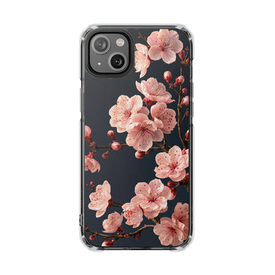 Midnight Sakura Bloom · Clear Impact Magnetic Phone Case for iPhone · Pink