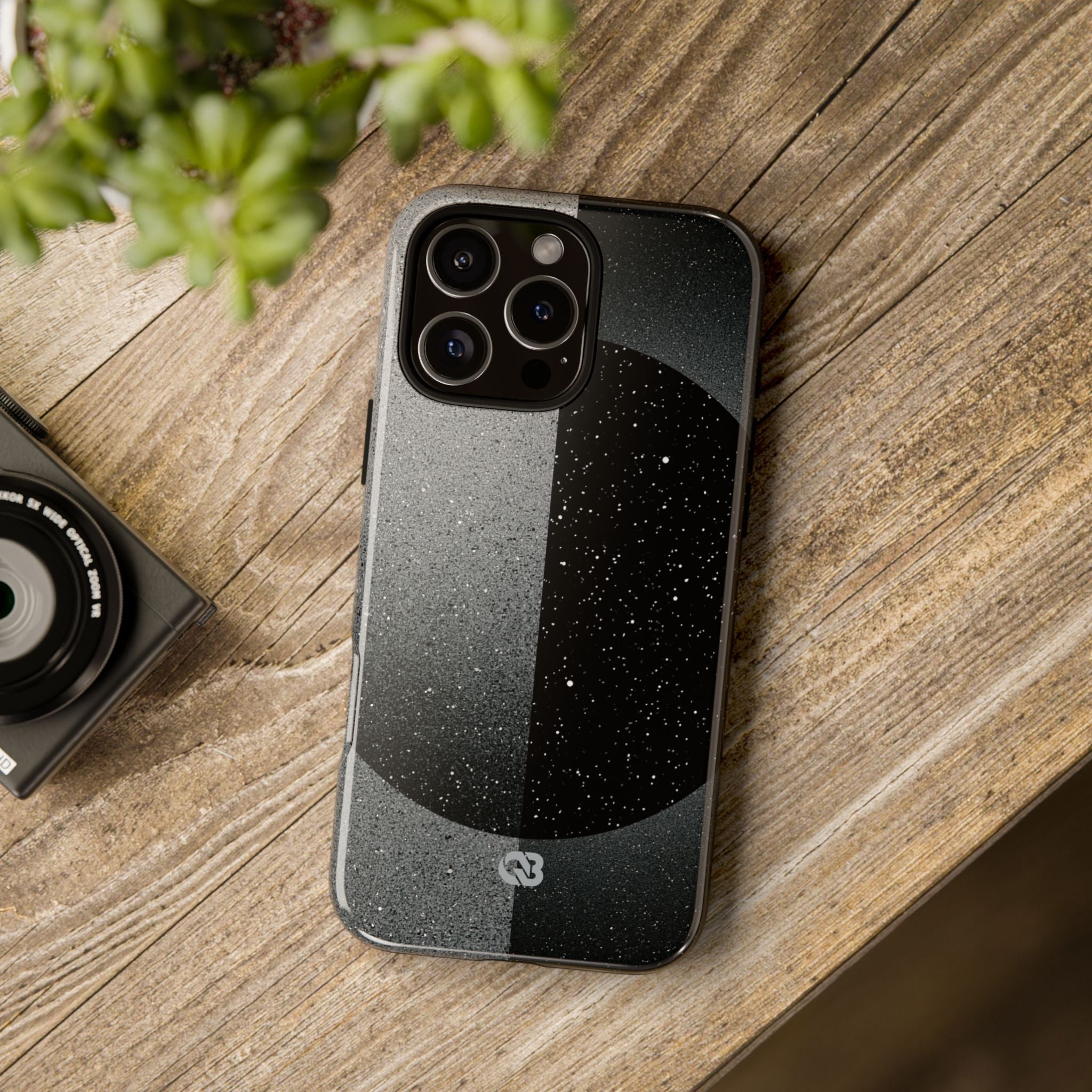 Black Tough Phone Case for iPhone - Lunar Static Orbit