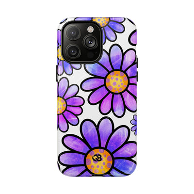 Violet Grunge Bloom · Tough+ Handyhülle für iPhone · Magsafe