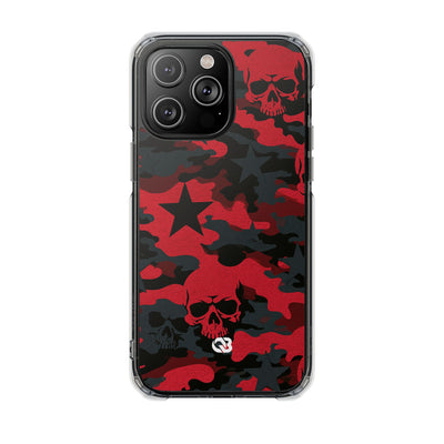 Crimson Skull Camo · Clear Impact Magnetic Phone Case for iPhone · Red