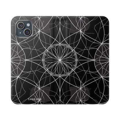 Witte Mandala Straling - iPhone 15 Plus Case - Portemonnee