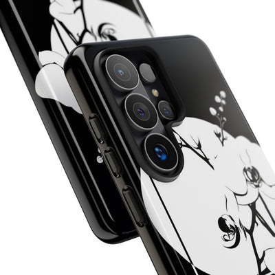 Black Tough Phone Case for Samsung - Lunar Orchid Grid