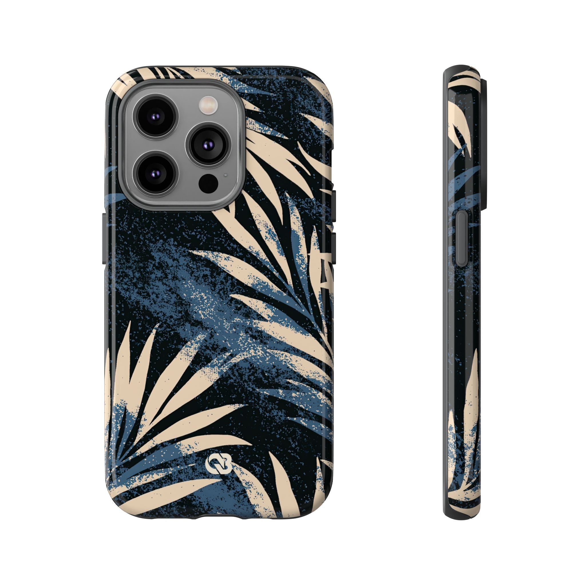 Blue Tough Phone Case for iPhone - Midnight Indigo Palm