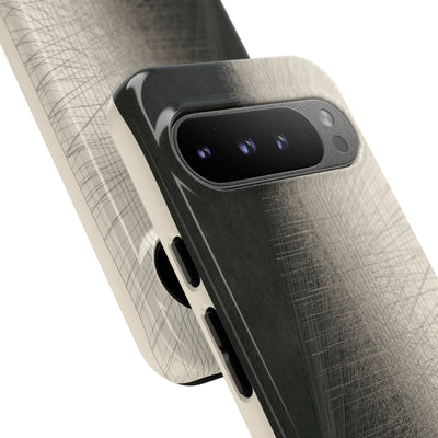 Beige Tough Phone Case for Google Pixel - Brutalist Graphite Grid