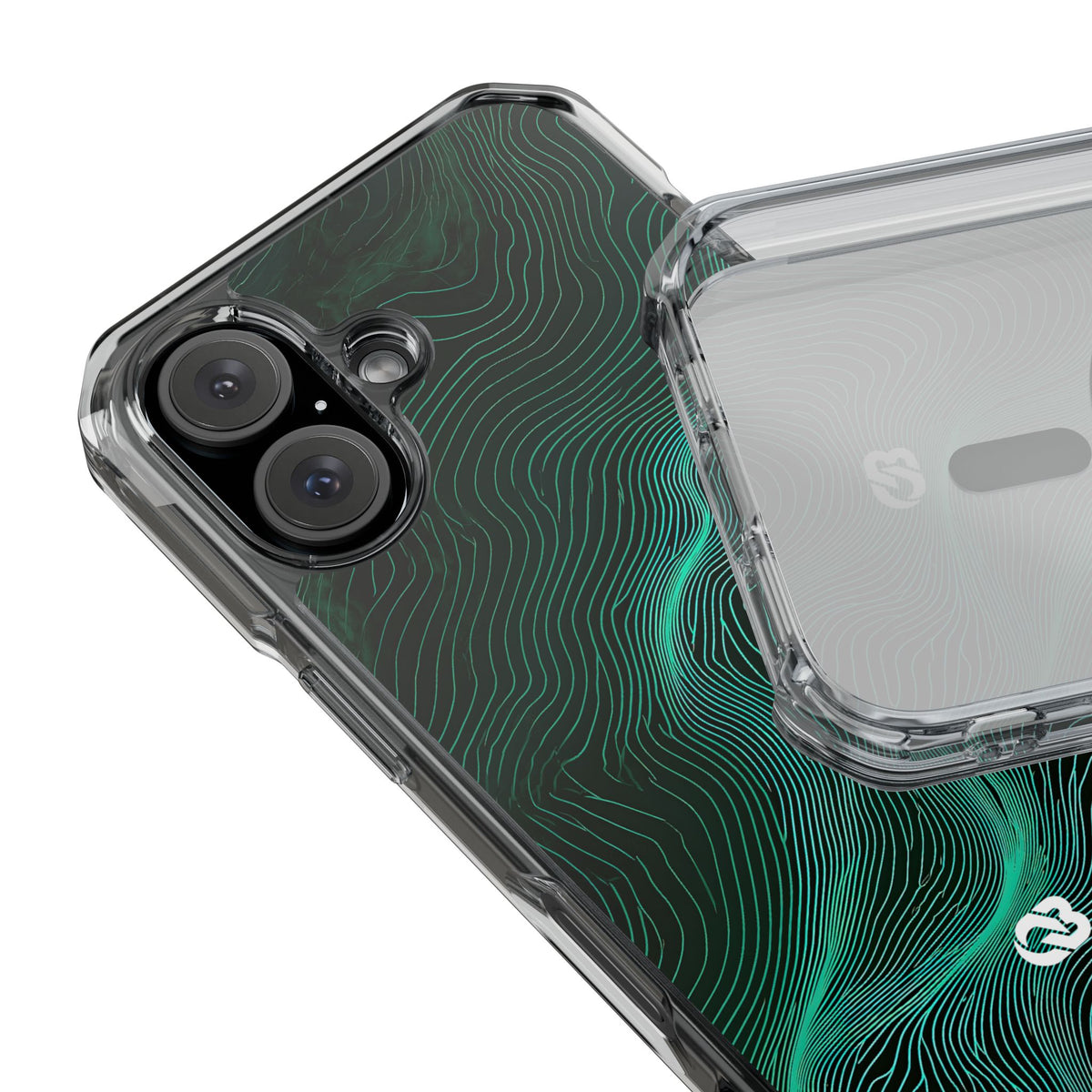 Emerald Topo Ridge · Clear Impact Magnetic Phone Case for iPhone · Green