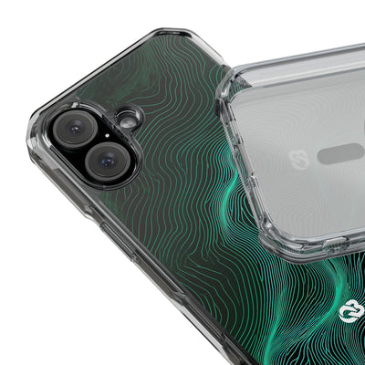 Emerald Topo Ridge · Clear Impact Magnetic Phone Case for iPhone · Green