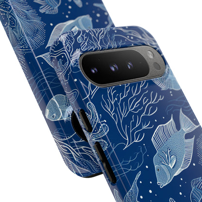 Navy Scale Reef Google Pixel 9 Pro XL Case - Tough