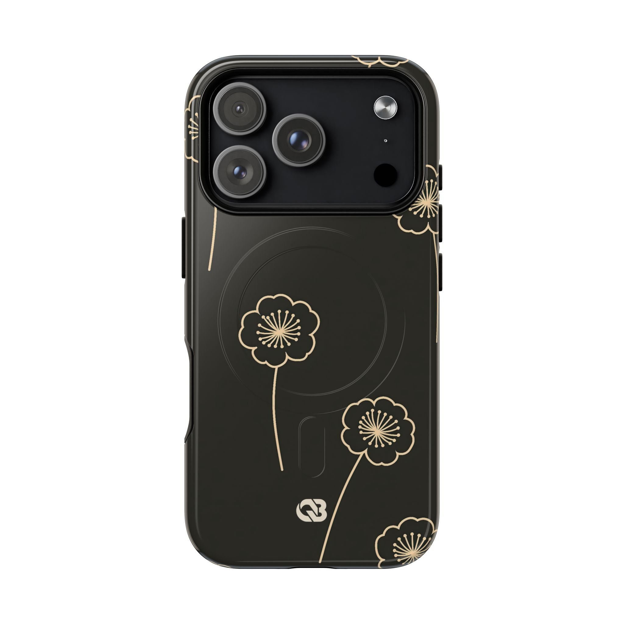Black Tough 2.0 Magsafe Phone Case for iPhone - Obsidian Sand Petals