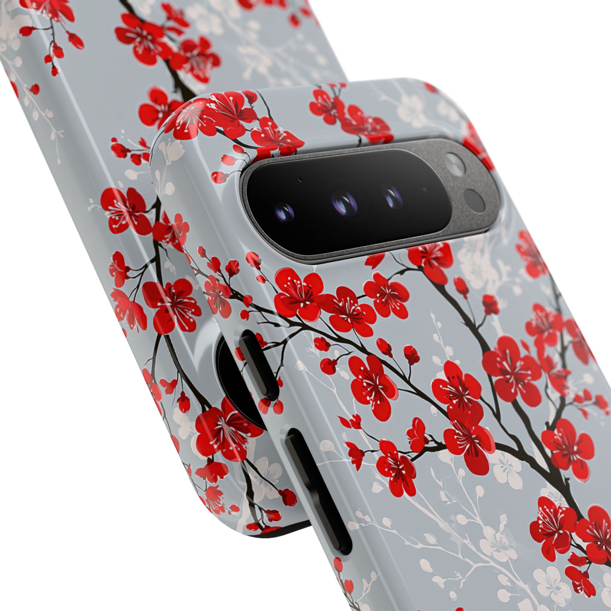 Grey Tough Phone Case for Google Pixel - Crimson Sakura Slate