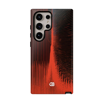 Red Tough Phone Case for Samsung - Crimson Frequency Pulse