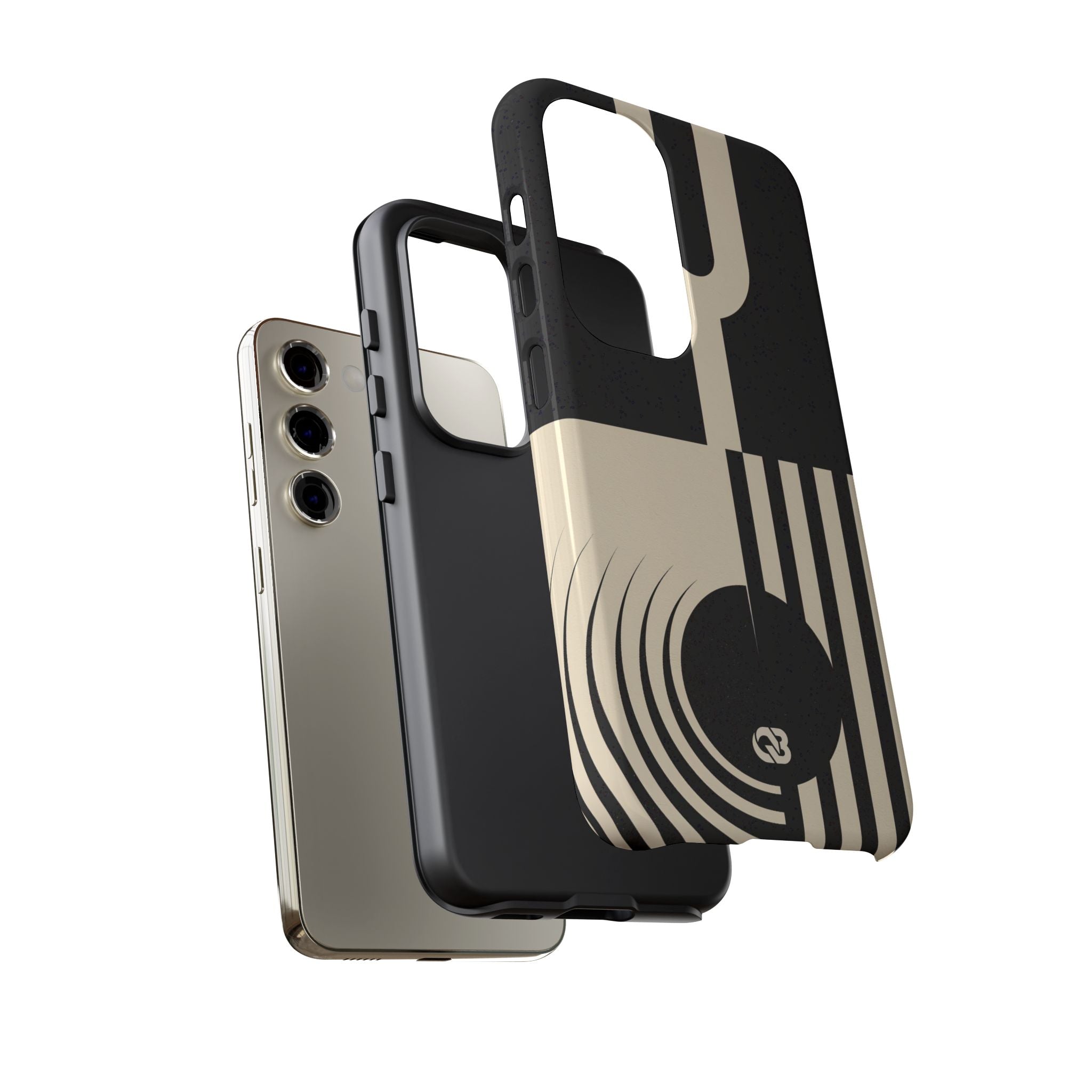 Black Tough Phone Case for Samsung - Ivory Signal Grid