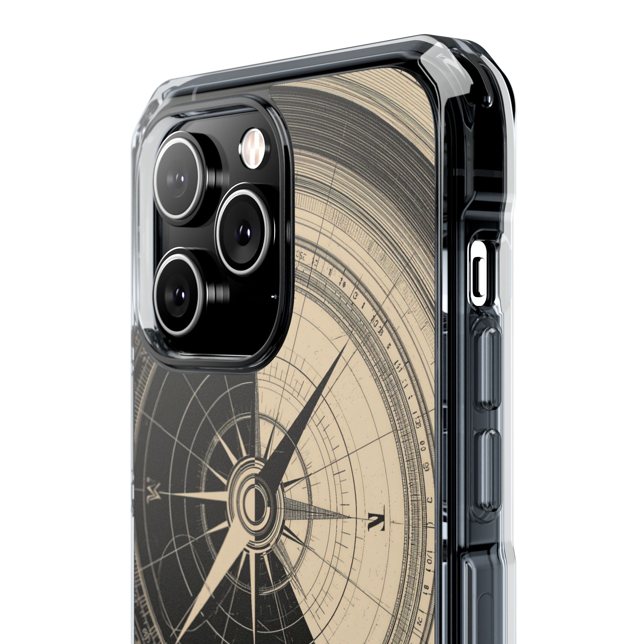 Beige Impact MagSafe Phone Case for iPhone - Obsidian Nautical Blueprint