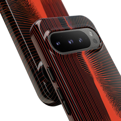 Red Tough Phone Case for Google Pixel - Crimson Frequency Pulse